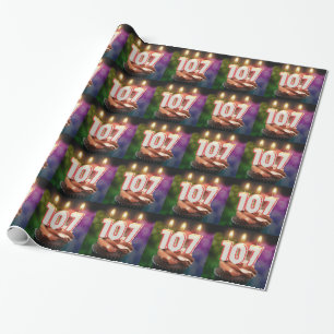107th birthday with candles wrapping paper