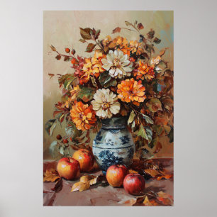 1080 Autumn Flowers And Apples Poster
