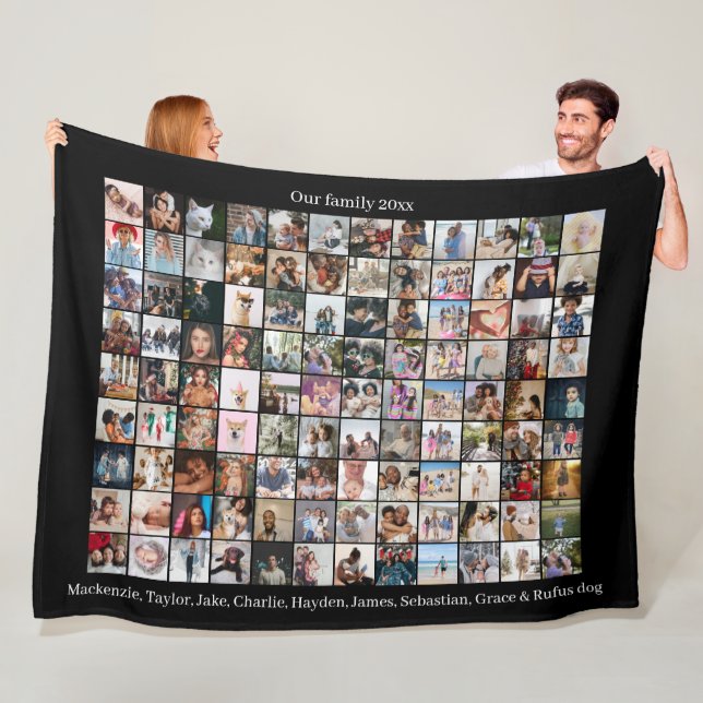 108 Photo Collage and Text Personalised DIY Custom Fleece Blanket (In Situ)