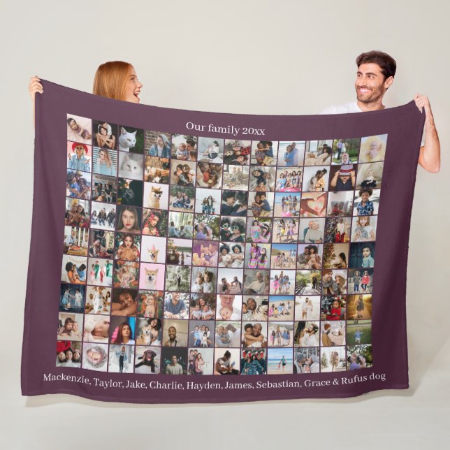 108 Photo Collage and Text Personalised DIY Custom Fleece Blanket (In Situ)