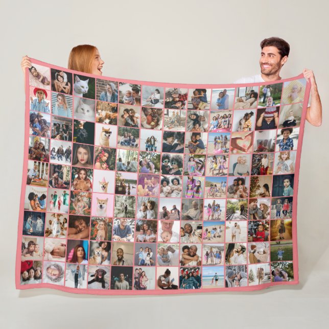 108 Photo Collage  Unique Personalised DIY Custom Fleece Blanket (In Situ)