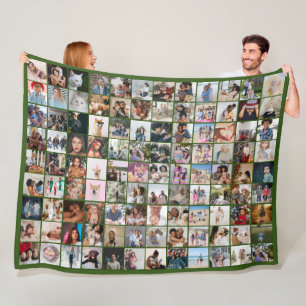 108 Photo Collage Unique Personalised DIY Custom Fleece Blanket