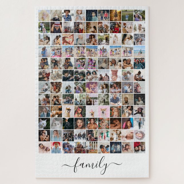 108 Photo Collage  Unique Personalised DIY Custom Jigsaw Puzzle (Vertical)