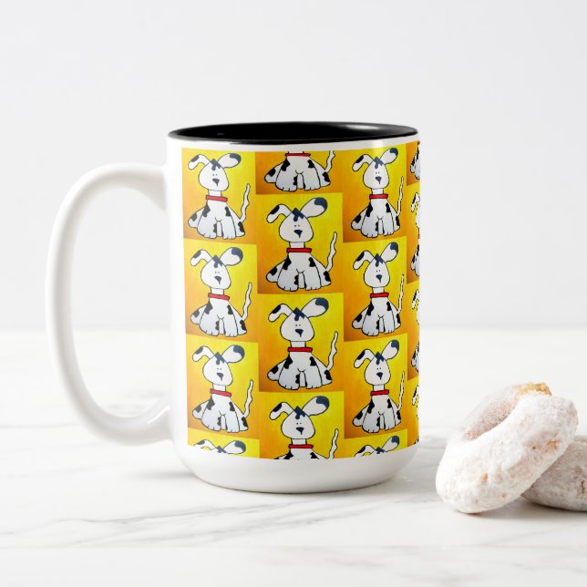 109 - White Dog  Mug (With Donut)