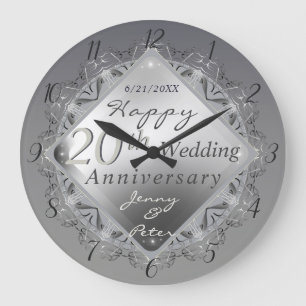 10,11,20,25,70th Wedding Anniversary Large Clock