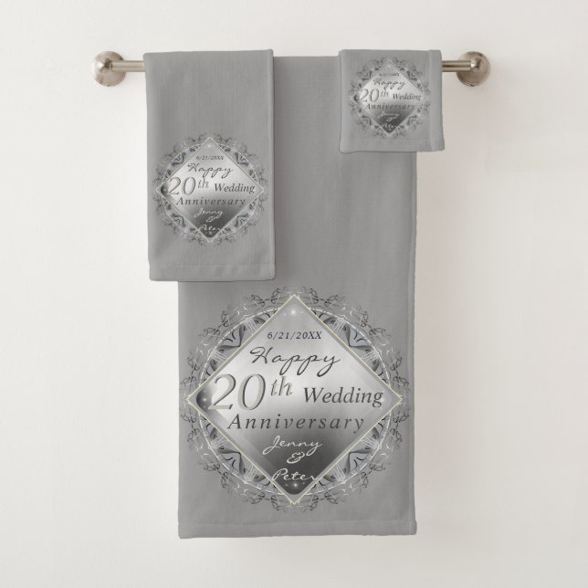 10,11,20,25th,70th Wedding Anniversary Bath Towel Set (Insitu)