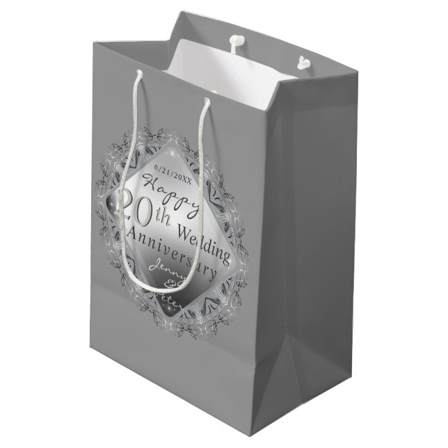 10,11,20,25th,70th Wedding  Medium Gift Bag (Back Angled)