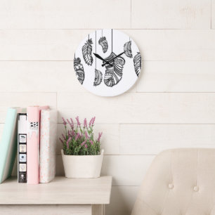 10.75" Boho Feathers Acrylic Round Wall Clock
