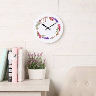 10.75" Boho Patterned Round Acrylic Wall Clock