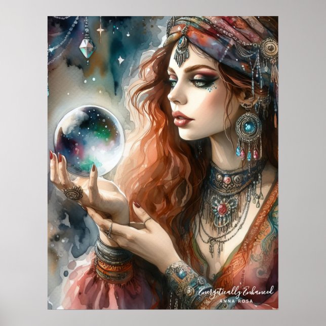 *~* 10  A100 Psychic Boho Gypsy Woman Poster (Front)