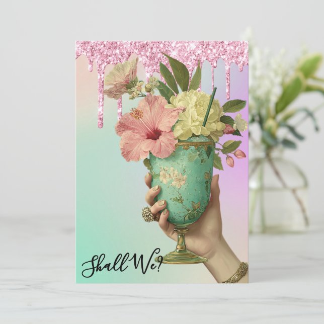 *~* 10 A101 PHOTO Ombre Cocktail  BACHELORETTE  Invitation (Standing Front)