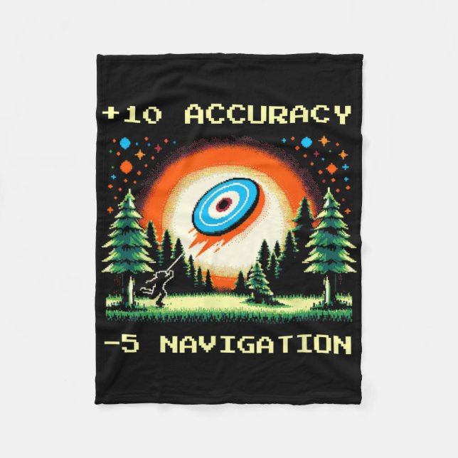 +10 Accuracy –5 Navigation Pixel Disc Golf Gamer  Fleece Blanket (Front)