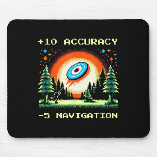 +10 Accuracy –5 Navigation Pixel Disc Golf Gamer  Mouse Mat (Front)