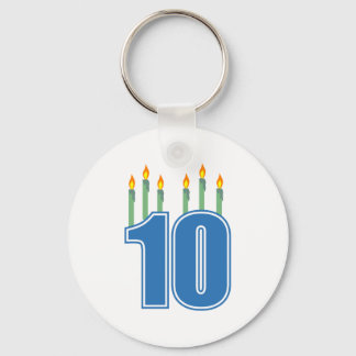 10 Birthday Candles (Blue / Green) Key Ring