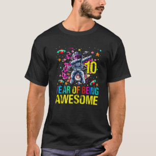 10 Birthday Year Of Being Awesome Astronaut T-Shirt