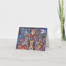 10 Colourful Cats for Cat Lovers Blank Card