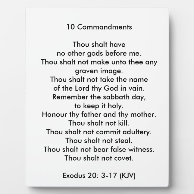 10 Commandments 8 x 10 Tabletop Photo Plaque (Front)