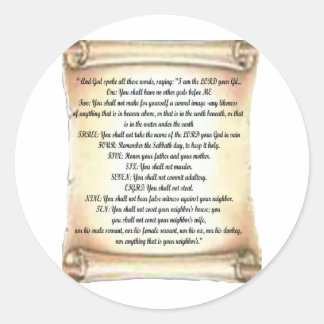 10 commandments classic round sticker