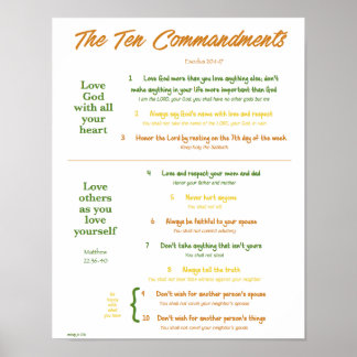 10 Commandments for Kids--Earth Tones Poster