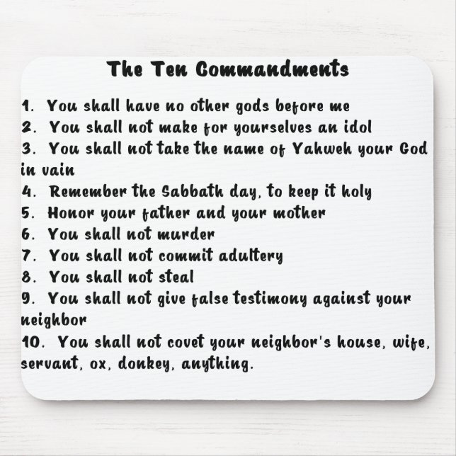 10 Commandments in a cool modern font Mouse Mat (Front)