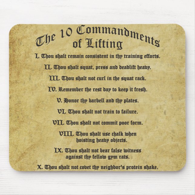 10 Commandments of Lifting Mouse Mat (Front)