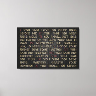 10 Commandments on Dark Wood 30" x 20" Canvas Wrap