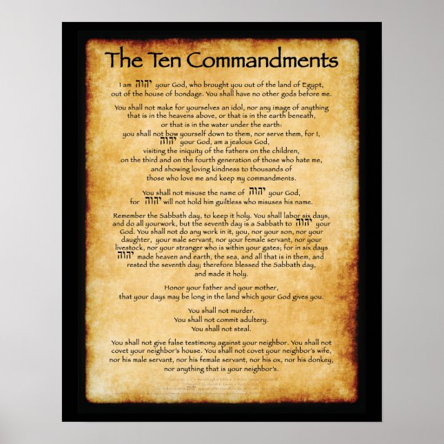 10 Commandments Poster 16 x 20 (Front)