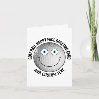 10 Custom Golf Ball BLUE EYES Happy Face Greeting Card