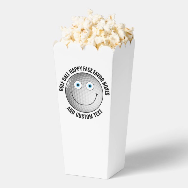 10 Custom Golf Party BLUE EYES Happy Face Popcorn Favour Box (Popped)