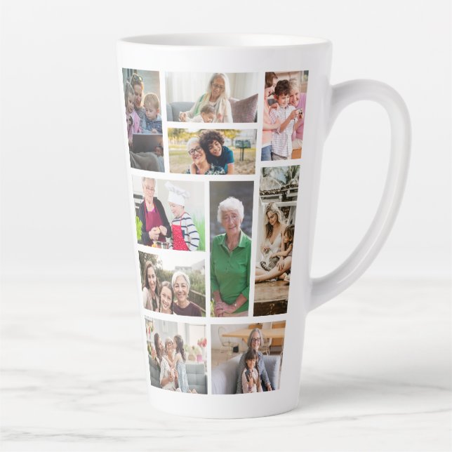 10 Custom Photo Collage Latte Mug (Right)