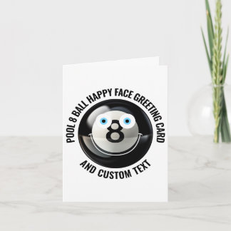 10 Custom Pool Ball BLUE EYES Happy Face Greeting Card