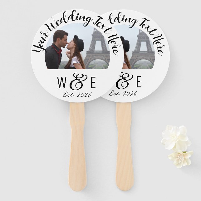 10 Custom Script Text Program Fans Wedding Favour (Front and Back)