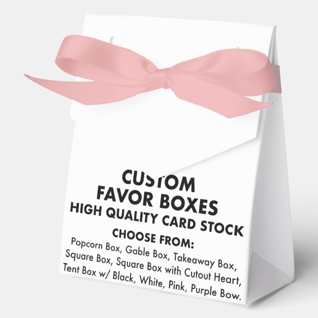 10 Custom Tent Favour Boxes with Pink Ribbon (Front)