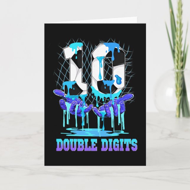 10 Double Digits 10th Birthday Boy Soccer Ice Drip Card (Front)
