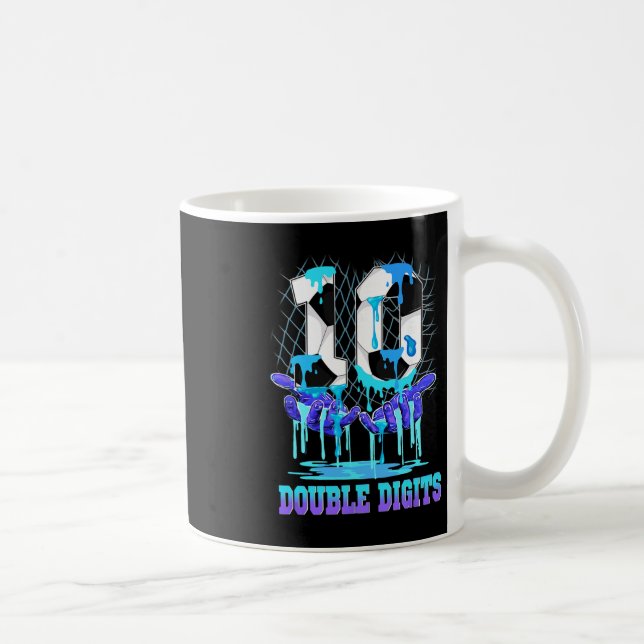 10 Double Digits 10th Birthday Boy Soccer Ice Drip Coffee Mug (Right)