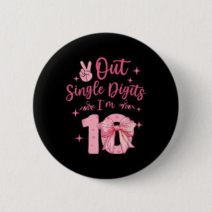 10 Double Digits 10th Birthday Coquette 10 Year Ol 6 Cm Round Badge