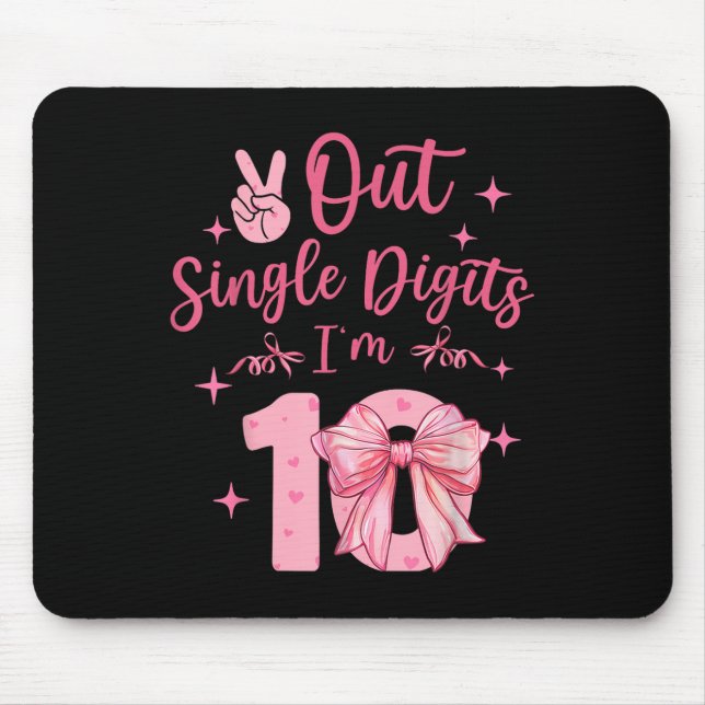 10 Double Digits 10th Birthday Coquette 10 Year Ol Mouse Mat (Front)
