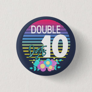 10 Double Digits Birthday Girl 3 Cm Round Badge