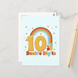 10 Double Digits Birthday Girl Groovy Party Postcard