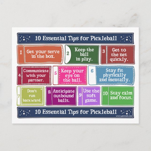 10 Essential Tips for Pickleball Postcard (Front)