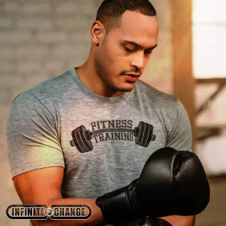 10 FITNESS TRAINING | Denim patchwork barbells | T-Shirt