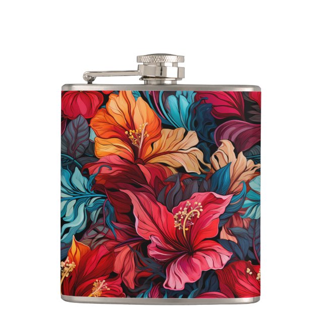 #10 Floral Pattern Hip Flask (Front)