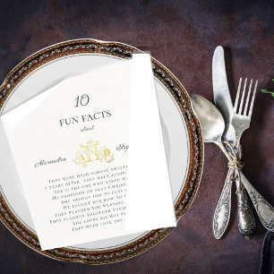 10 Fun Facts Luxury Romantic Flourish Wedding Gold Napkin