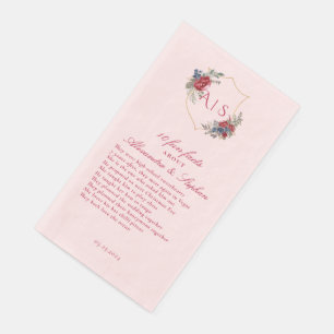 10 Fun Facts Newlyweds Couple Crest Modern Magenta Napkin