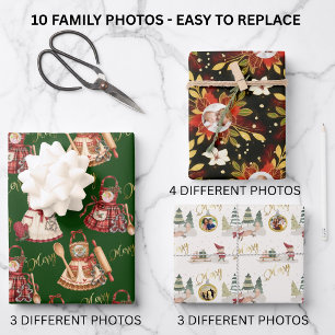 10 Fun Family Photos on Charming Christmas Wrapping Paper Sheet