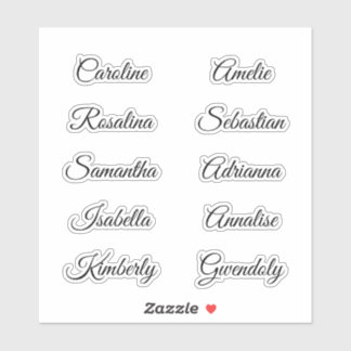 10 Guest first names Calligraphy Elegant script