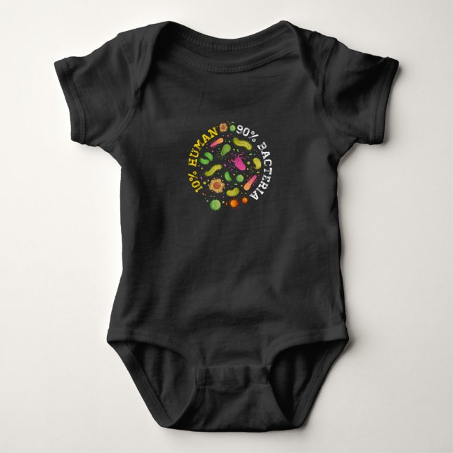 10 Human 90 Bacteria Microbiology Baby Bodysuit (Front)