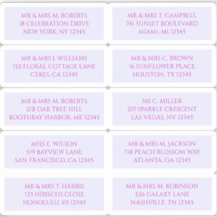 10 Individual Guest Name Address Mystical Lavender