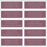 10 Individual Guest Name Address Mystical Plum<br><div class="desc">10 Individual Guest Name Address Mystical Plum Gold Wedding Stickers features 10 stickers with your individual guest name and address on each sticker in gold script on a plum background. Also perfect for Christmas and Holiday cards, party invitations, thank you cards and office mail outs. Simply edit the text in...</div>