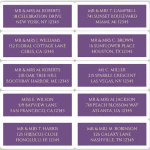 10 Individual Guest Name Address Mystical Purple